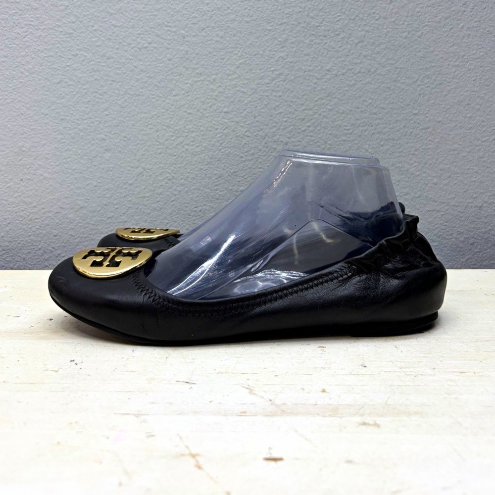 Tory Burch Black Leather Reva Ballet Flats Size 7